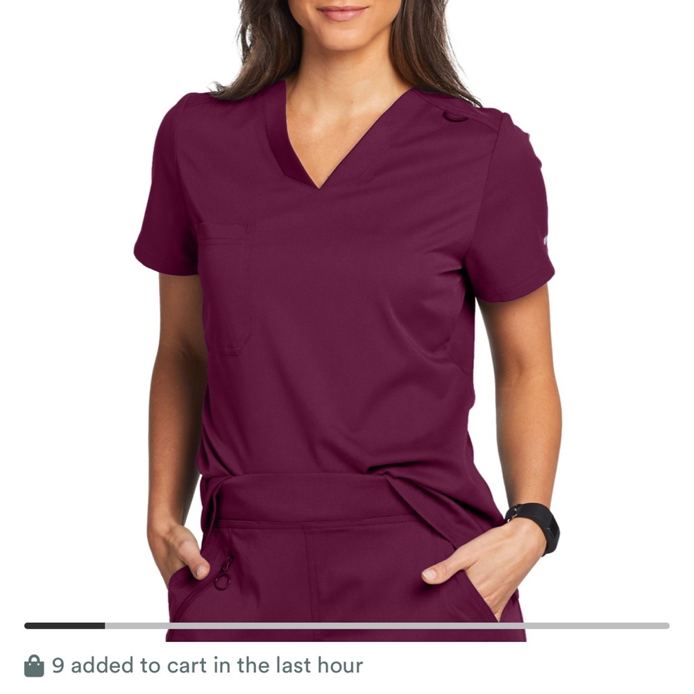 Grey's Anatomy Short Sleeve V-Neck Scrub Top in Plum NWT